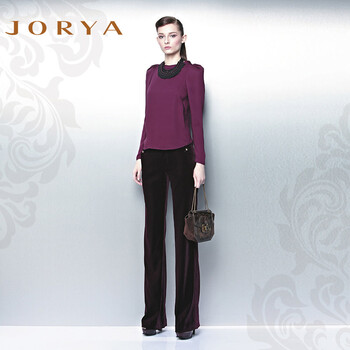 JORYA欣贺卓雅休闲裤秋款简约百搭通勤OL微喇F1402806 红色 6