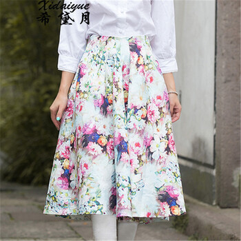 希黛月2015秋冬油画印花 半身裙 花色 M
