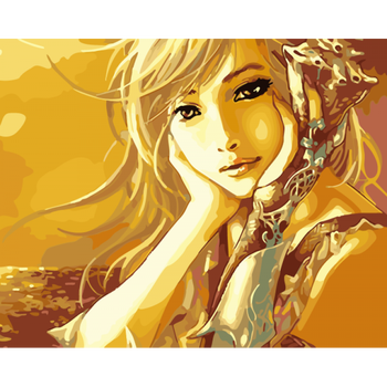 风景动物人物向日葵鹿手工手绘装饰画 绿色 a473 60*75厚框/彩色画框