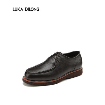 路卡迪龙luka dilong 时尚简约百搭真皮鹿皮商务休闲鞋 深棕色 40(40