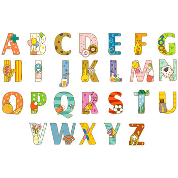 yeliangchen26个英文字母贴纸英语单词卡通墙贴儿童房幼儿园教室壁画