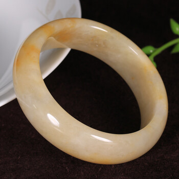 西域 新疆金丝玉籽料手镯戈壁玉女款玉镯子石英岩玉萝卜纹黄转白渐变