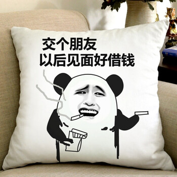 咖啡色 交朋友 大号枕50x50重磅透气棉麻