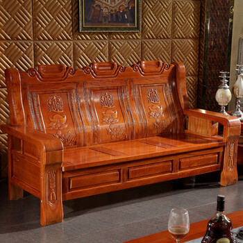 实木沙发中式沙发两用小户型香樟组合冬夏中式简易客厅家具三人沙发