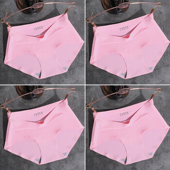 冰丝无痕内裤女士中腰色内衣女生底裤头少女式女款一片式三角裤 b组