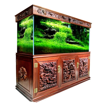 淘歌(tg) 至臻系实木鱼缸手工雕刻 老榆木 红花梨 底过滤 鱼缸水族箱