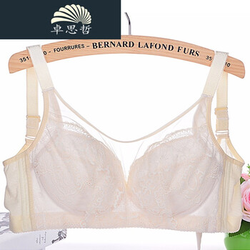 钢圈防走光大胸显小全罩杯内衣文胸大码收副乳胸罩薄模杯夏 米白 80c