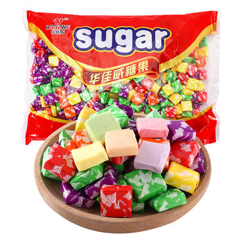 华佳威瑞士糖结婚喜糖中度充气型软糖水果糖果批发散装方块什锦零食