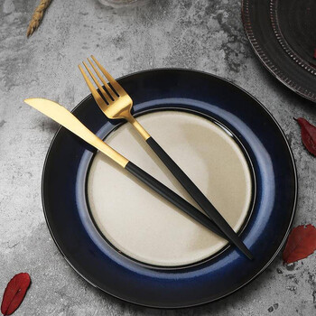 餐盘刀叉礼盒刀具手柄家用酒店白色样板间勺子汤勺三件简约套西餐刀叉