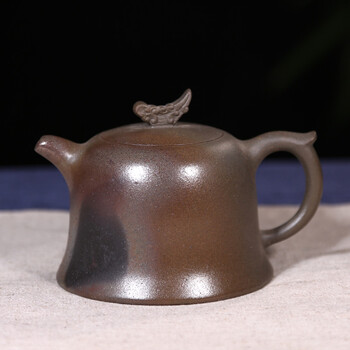 紫砂原矿段泥窑变壶金钟壶家用茶壶茶具腾龙壶 220cc