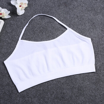 抹胸文胸挂脖打底吊带背心少女无痕一片式运动裹胸内衣高中学生 白色