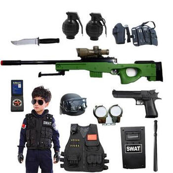 儿童玩具枪cs装备套装帽子背心子弹男孩3-11岁 巴雷特可发射【轻装】