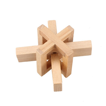 木制孔明锁学生拆装鲁班玩具智力机关解锁解环 浅黄色 围城