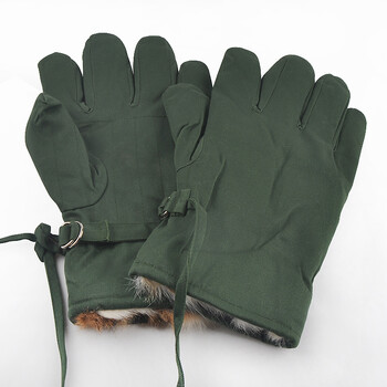 配发老式军绿棉手套 男女保暖手套 羊毛手套 兔毛手套 户外游玩五指