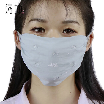 蝴蝶结莫代尔女防晒口罩骑行防紫外线透气轻薄吸汗面罩kz616 蓝绿色