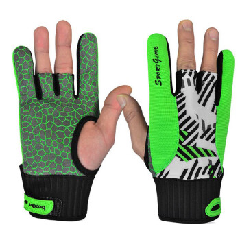 保龄球手套 男女保龄球拇指硅胶防滑手套 一对装 绿色 M