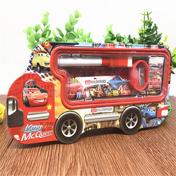 创意小学生文具套装 儿童学习礼盒 卡通铁笔盒六一礼品 奖品 汽车