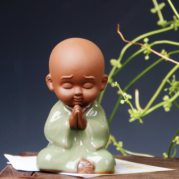陶瓷创意家居桌面摆设可爱沙弥小和尚佛像客厅办公室摆