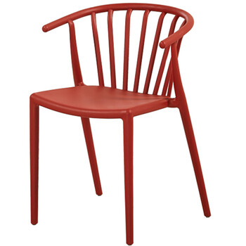 切锐地 北欧温莎椅子现代简约塑料餐椅成人家用靠背扶手塑料椅子 红色