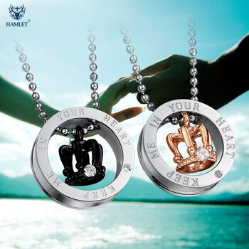 皇冠情侣项链一对男女创意吊坠 首饰刻字 韩版饰品挂件情人节礼物