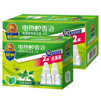 超威(superb)电热蚊香液4瓶1器180晚 艾草清香型 电蚊香 驱蚊液 电蚊