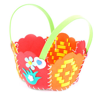 复活节手工编织手提篮子儿童diy制作材料包缝制粘贴幼儿园eva玩具 大