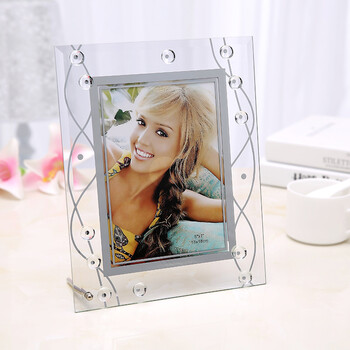 透明水晶玻璃摆台相框镜框婚纱照片相架蝶恋花7/8/10寸 流金岁月 10寸