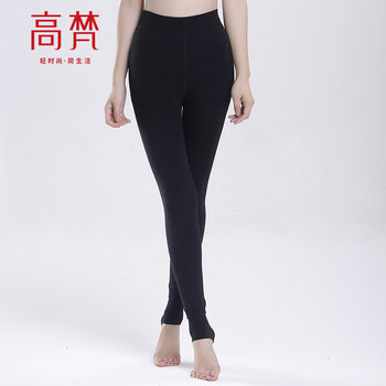 高梵 2015秋冬新款韩版时尚百搭打底裤女加绒加厚弹力修身显瘦长裤 GK1500230A 七彩黑 均码