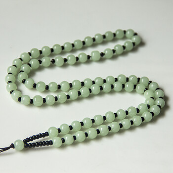 翡翠吊坠 项链绳 玉佩挂件绳子手工编织挂绳男女款红绳 绿圆珠隔黑珠