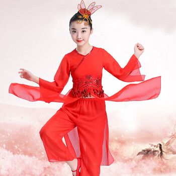 2018新款六一儿童水袖古典舞演出服女童舞蹈服装中国风民族风表演服