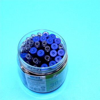 款卡通走珠中性水笔 直液式可换墨囊蓝色黑色换芯签字笔 蓝色墨囊30支