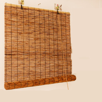 知茗 碳化芦苇帘苇帘窗帘遮阳门帘装饰帘隔断卷帘厨房工程帘定制 碳化