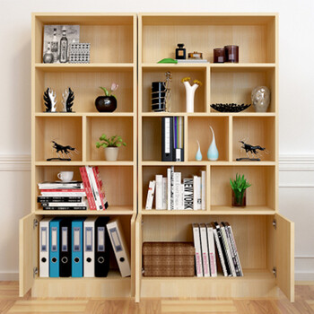 菲卡思 实木书柜简易自由组合成人书橱书架置物架带门松木柜子 b c款