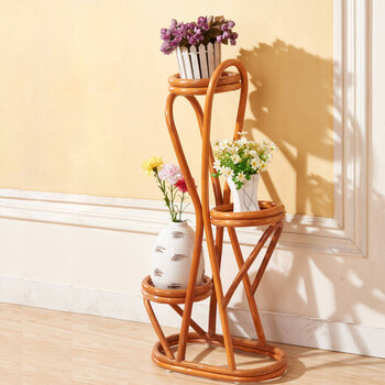 帝梦香 花架藤制客厅实木花架子落地式盆景架阳台多层室内花架子现代