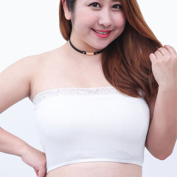 加大码胖mm防走光抹胸220斤肥妞打底围胸夏一片式蕾丝抹胸裹胸薄 白色