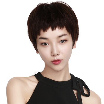 千姬(chic change) 女短发短直发短刘海bobo头真人发丝帅气中性韩国眉
