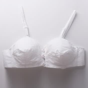 老式布文胸无钢圈薄全棉布纯棉布胸罩前扣大码中老年人布内衣妈妈