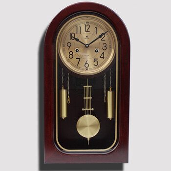 罗诗玛诺 老式做旧实木机械家居客厅挂钟 复古时尚机械摆钟 仿古摇钟