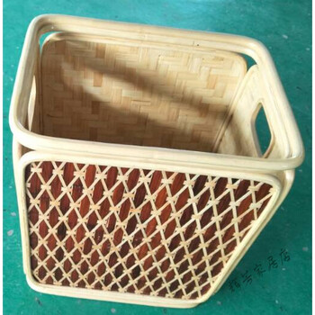 长方毛巾筐脏衣篓竹编布草框书画收纳篮收纳筐竹编手工艺布草篮筐