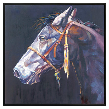 白马现代简约油画手绘装饰画正方形有框画创意艺术画马头sn2333 e2 80