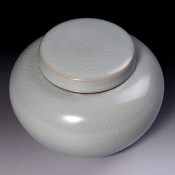 晓芳窑蔡晓芳陶瓷茶具茶道汝窑开片茶叶罐天青大茶叶盖罐