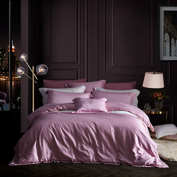 LOVO 罗莱生活出品 四件套双面天丝60支缎纹床品套件 欧蓓拉（粉）200*230cm