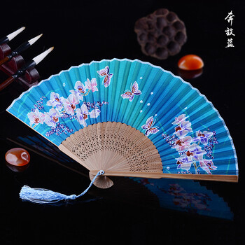 真丝扇子中国风特色礼物送老外 出国旅游纪念品绢布丝绸 蜀 乳白色