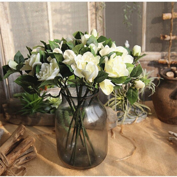 果林轩仿真栀子花茶花 清新文艺装饰花 绢花桌面摆设客栈阳台花 奶