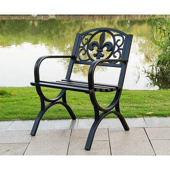 户外欧式铁艺椅子黑色单人户外椅子阳台沙发椅子庭院休闲椅子 古铜色