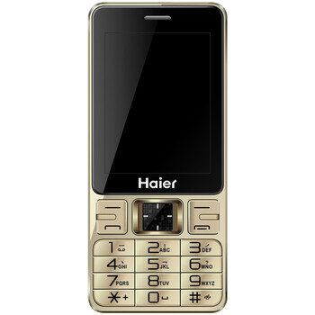 海尔（Haier）A210移动/联通2G直板按键手写屏老人手机 香槟金