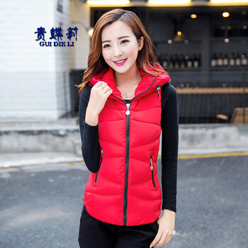 贵蝶莉（GUIDIELI)2015冬季新款棉服时尚修身羽绒服短款马夹马甲棉衣 黑色 XXL