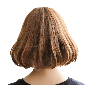 假发女梨花bobo头蓬松短发齐刘海时尚女士整顶假发套 深棕色