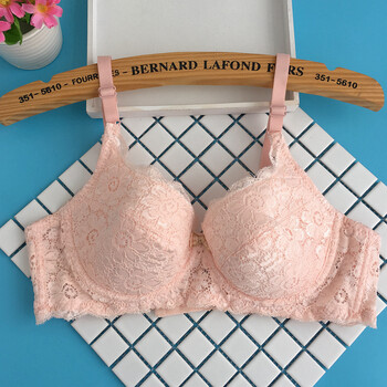 两件舒适性感蕾丝少女士内衣薄款侧收中ab杯文胸罩白 粉色 75b/34b