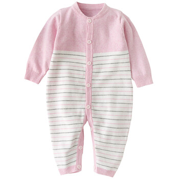 婴儿衣服春秋纯棉哈衣毛线连体衣新生儿针织衫宝宝长袖开档爬爬服